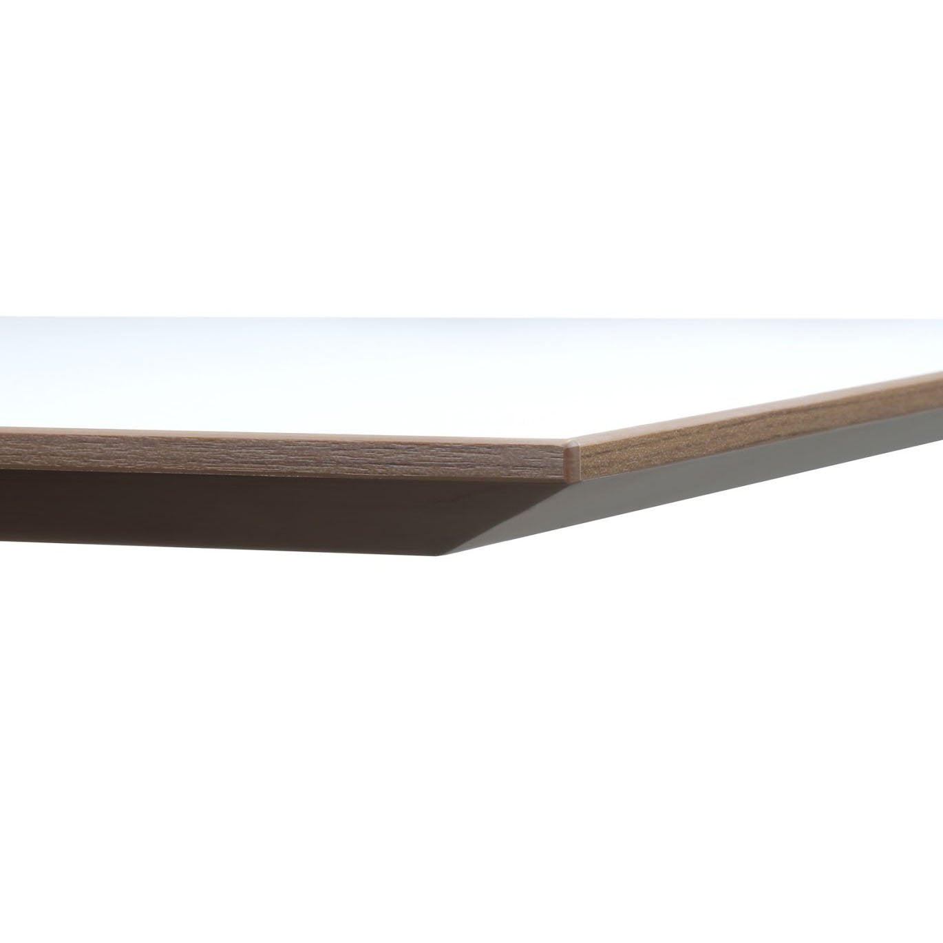 White with modern walnut beveled conference table top