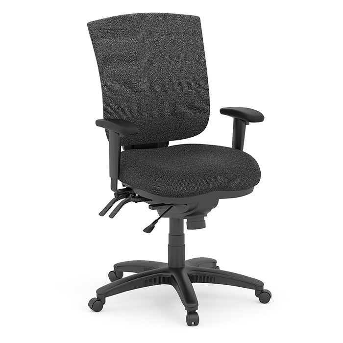 Drone Executive Mid-Back Chair in charcoal fabric, side view