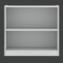 White bookshelf with two shelves on a white background