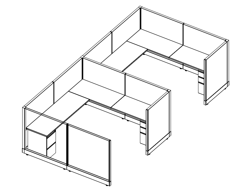 Systems In-Stock Cubicles (Herman Miller AO2 Style) - 8'x8' Double Workstation