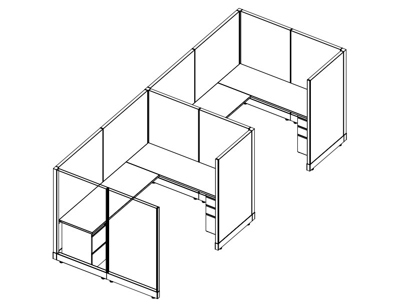 Systems In-Stock Cubicles (Herman Miller AO2 Style) - 6'x8' Double Workstation