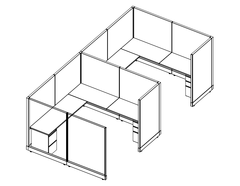 Systems In-Stock Cubicles (Herman Miller AO2 Style) - 8'x8' Double Workstation