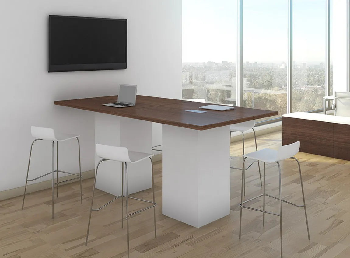 Cafe Height Square Top Cube Base Conference Table