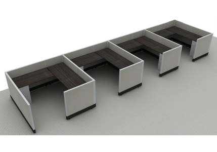 Systems In-Stock 6x6 four station run cubicle, 39 inch collaborative panel height, comparable to Herman Miller AO2