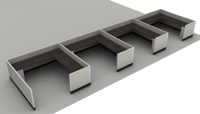 Systems In-Stock Cubicles (Herman Miller AO2 Style) - 8'x8' Four-Station Run
