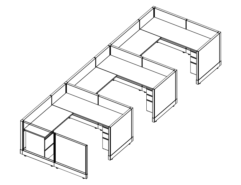 Systems In-Stock Cubicles (Herman Miller AO2 Style) - 6'x6' Triple Workstation