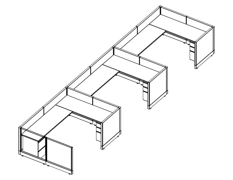 Systems In-Stock Cubicles (Herman Miller AO2 Style) - 6'x8' Triple Workstation