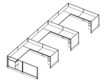 Systems In-Stock Cubicles (Herman Miller AO2 Style) - 8'x8' Triple Workstation