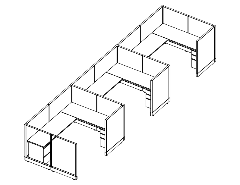 Systems In-Stock Cubicles (Herman Miller AO2 Style) - 6'x8' Triple Workstation