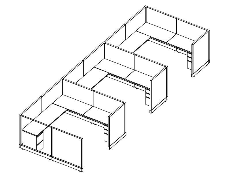 Systems In-Stock Cubicles (Herman Miller AO2 Style) - 8'x8' Triple Workstation
