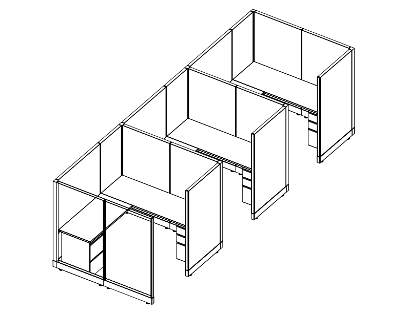 Systems In-Stock Cubicles (Herman Miller AO2 Style) - 6'x6' Triple Workstation