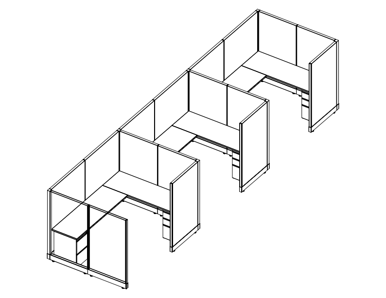 Systems In-Stock Cubicles (Herman Miller AO2 Style) - 6'x8' Triple Workstation