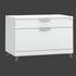 White dresser with two drawers on a white background