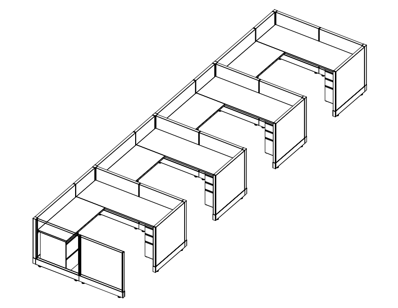 Systems In-Stock Cubicles (Herman Miller AO2 Style) - 6'x6' Four-Station Run