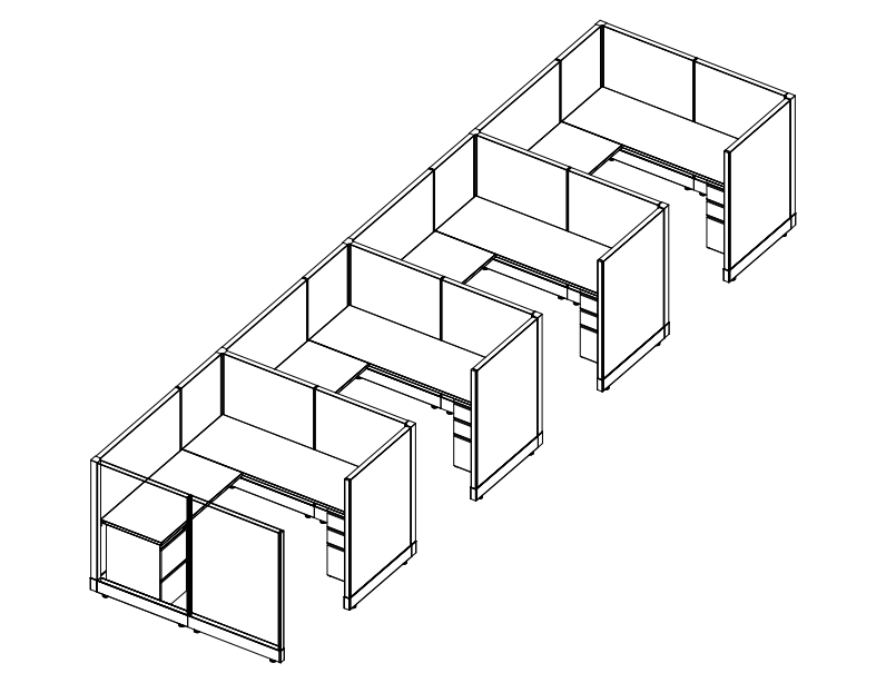 Systems In-Stock Cubicles (Herman Miller AO2 Style) - 6'x6' Four-Station Run