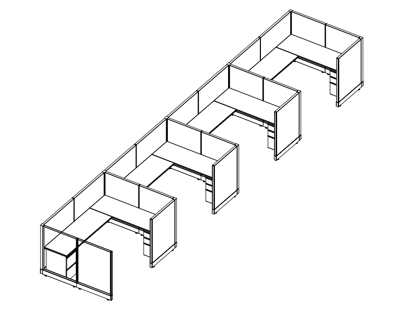 Systems In-Stock Cubicles (Herman Miller AO2 Style) - 6'x8' Four-Station Run