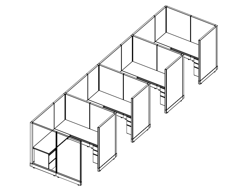 Systems In-Stock Cubicles (Herman Miller AO2 Style) - 6'x6' Four-Station Run