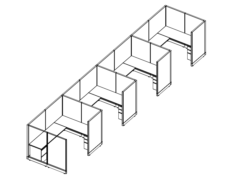 Systems In-Stock Cubicles (Herman Miller AO2 Style) - 6'x8' Four-Station Run