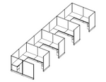 Systems In-Stock Cubicles (Herman Miller AO2 Style) - 8'x8' Four-Station Run