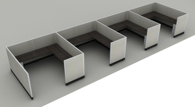 Systems In-Stock Cubicles (Herman Miller AO2 Style) - 8'x8' Four-Station Run