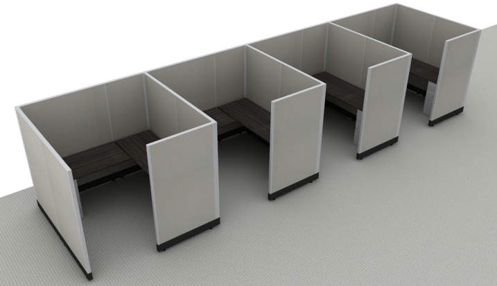 Systems In-Stock Cubicles (Herman Miller AO2 Style) - 6'x6' Four-Station Run
