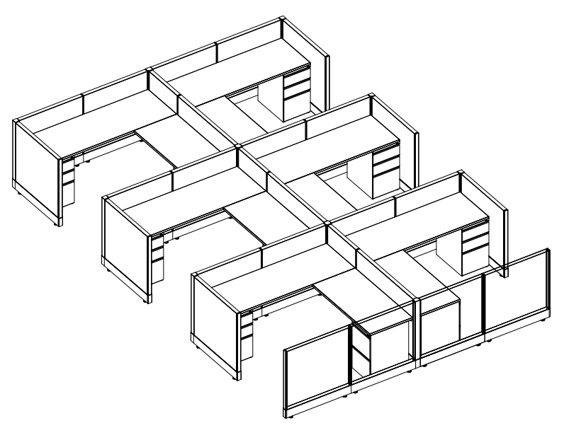 Systems In-Stock Cubicles (Herman Miller AO2 Style) - 6'x6' Six-Pack