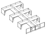 Systems In-Stock Cubicles (Herman Miller AO2 Style) - 6'x8' Six-Pack