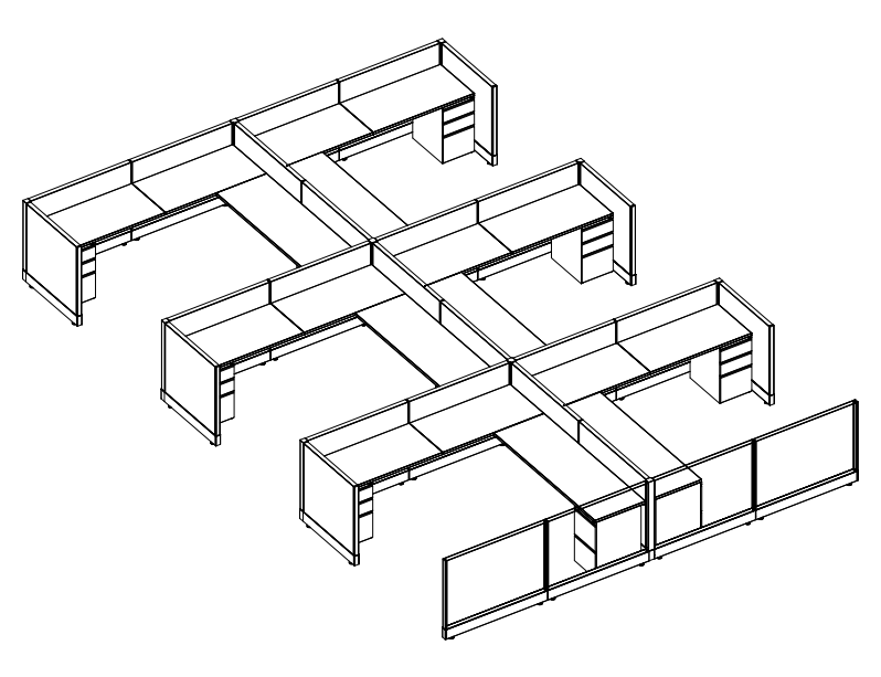 Systems In-Stock Cubicles (Herman Miller AO2 Style) - 8'x8' Six-Pack