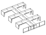 Systems In-Stock Cubicles (Herman Miller AO2 Style) - 8'x8' Six-Pack