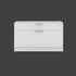White storage unit with two drawers on a white background