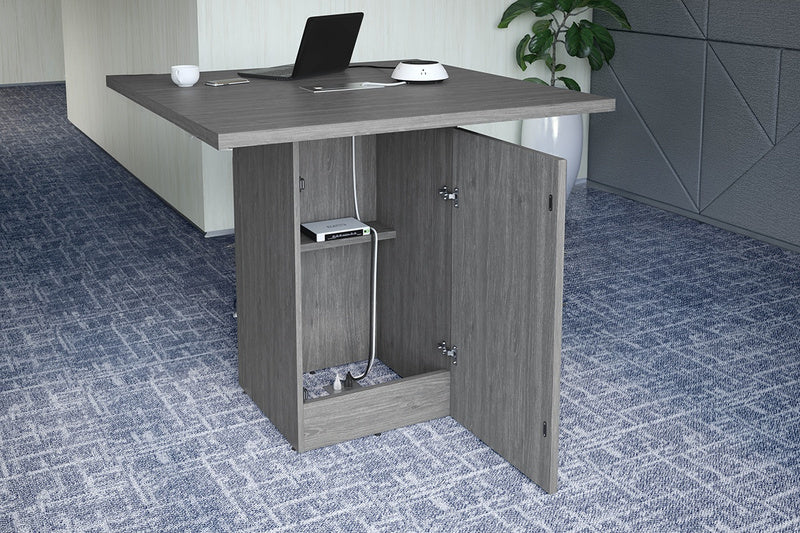 Cafe Height Square Top Cube Base Conference Table