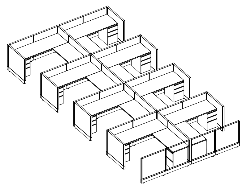 Systems In-Stock Cubicles (Herman Miller AO2 Style) - 6'x6' Eight-Pack