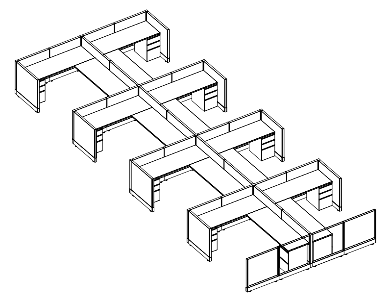 Systems In-Stock Cubicles (Herman Miller AO2 Style) - 6'x8' Eight-Pack