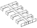 Systems In-Stock Cubicles (Herman Miller AO2 Style) - 8'x8' Eight-Pack