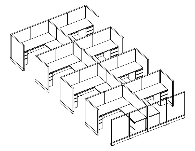 Systems In-Stock Cubicles (Herman Miller AO2 Style) - 6'x6' Eight-Pack