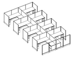 Systems In-Stock Cubicles (Herman Miller AO2 Style) - 6'x6' Eight-Pack