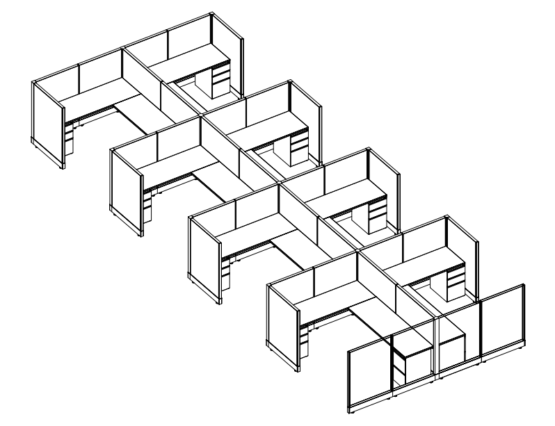 Systems In-Stock Cubicles (Herman Miller AO2 Style) - 6'x8' Eight-Pack