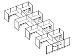 Systems In-Stock Cubicles (Herman Miller AO2 Style) - 6'x8' Eight-Pack