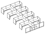 Systems In-Stock Cubicles (Herman Miller AO2 Style) - 8'x8' Eight-Pack