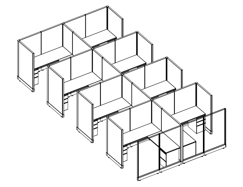 Systems In-Stock Cubicles (Herman Miller AO2 Style) - 6'x6' Eight-Pack