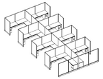 Systems In-Stock Cubicles (Herman Miller AO2 Style) - 8'x8' Eight-Pack
