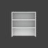 White bookshelf with two shelves on a white background