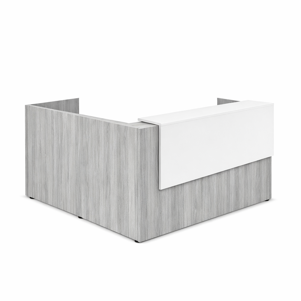 Reception L Desk with Reversible Transaction Top Organizer