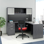 Classic Series L Desk with Overhead Hutch & File