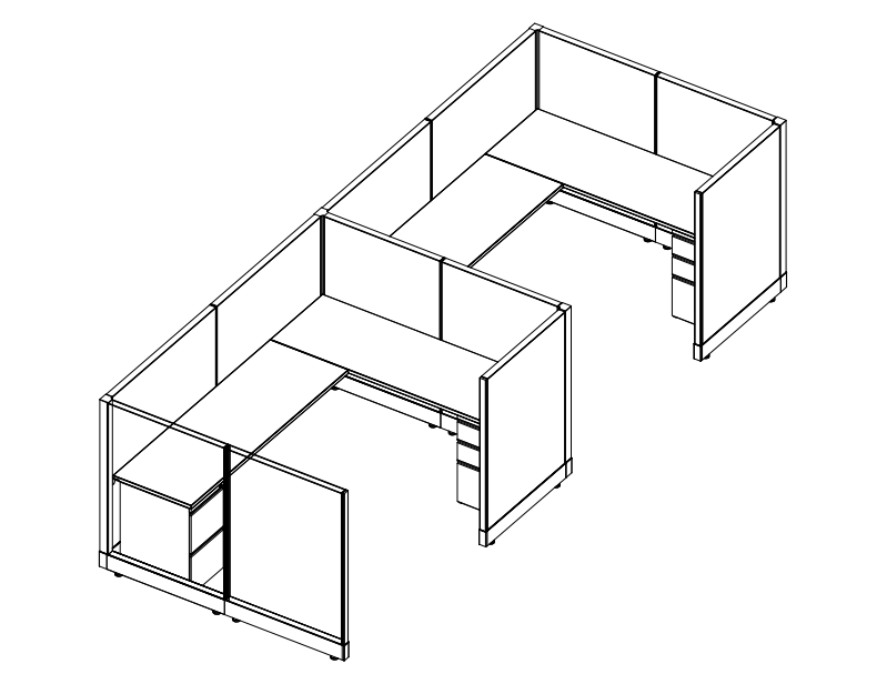 Systems In-Stock Cubicles (Herman Miller AO2 Style) - 6'x8' Double Workstation