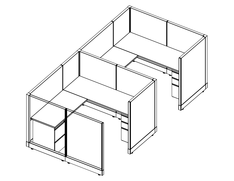 Systems In-Stock Cubicles (Herman Miller AO2 Style) - 6'x6' Double Workstation