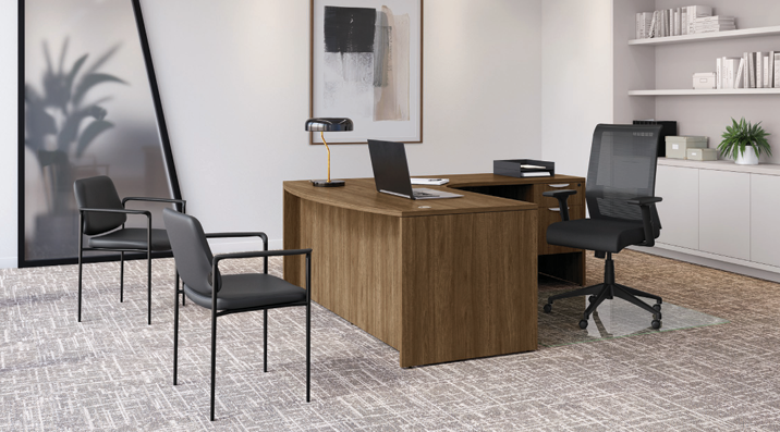 Classic Series Laminate Bowfront Desk Shell with Corner Extension