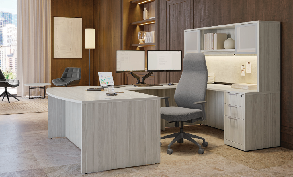 Classic Series Laminate Bow Front Desk Shell