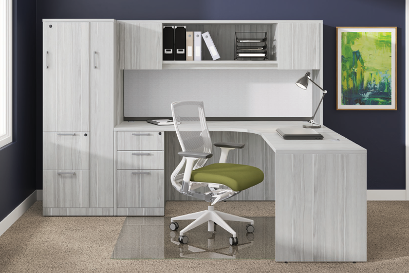 Classic Series L Desk with Wardrobe & Filing Center