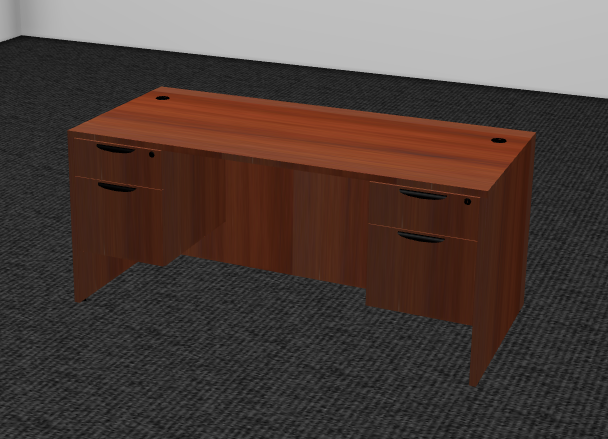 Traditional Straight Desk with Two Hanging File Drawers